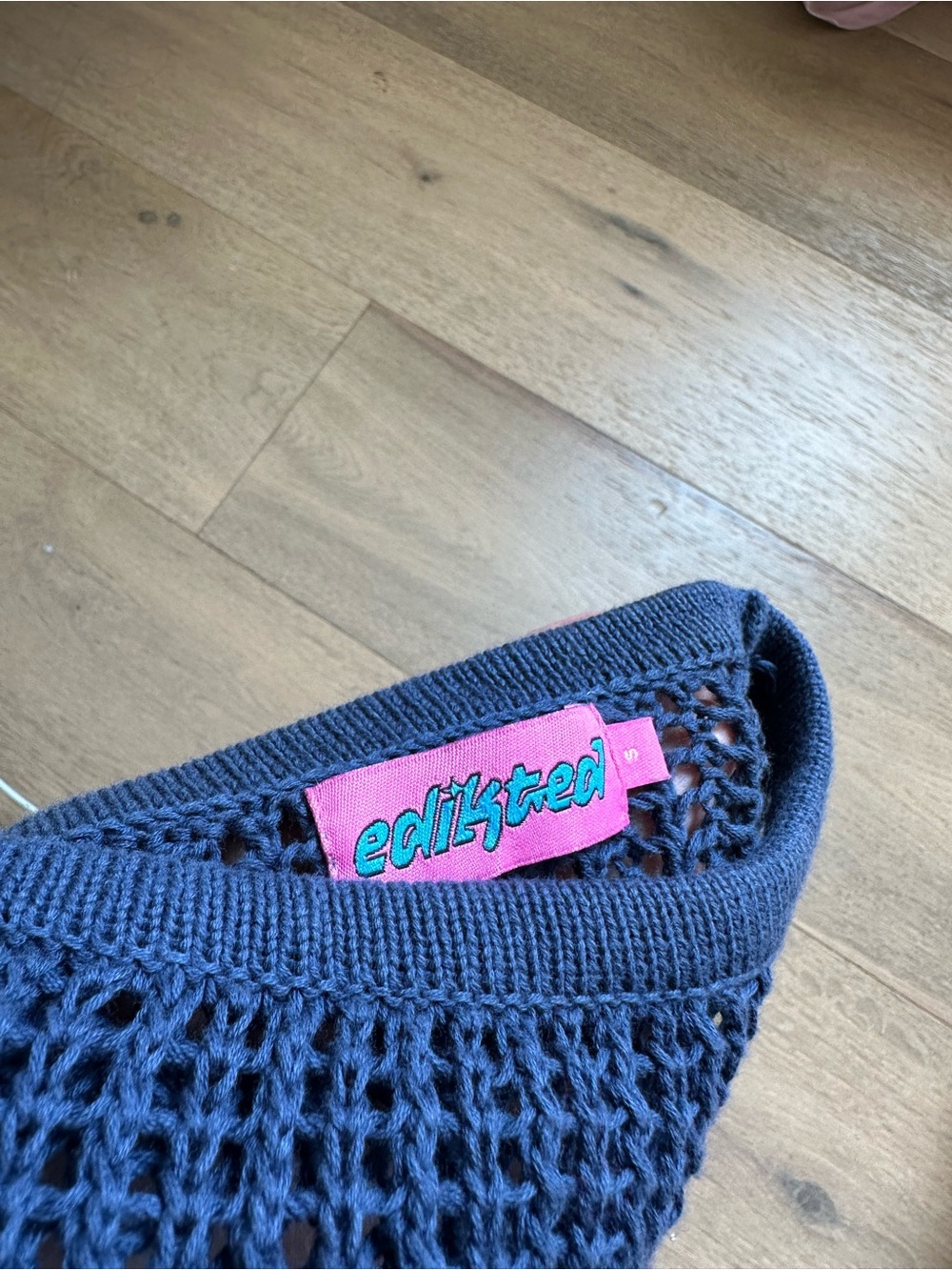 Edikted Navy Star Open-Knit Sweater - Picture 3 of 3